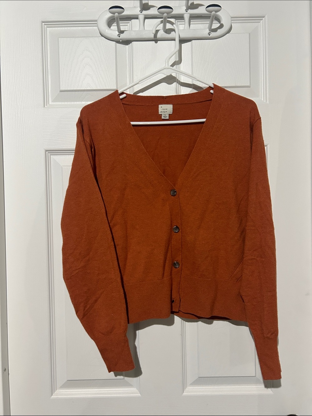 Large women’s a new day Rust orange Button-Front V-Neck Cardigan fall cozy